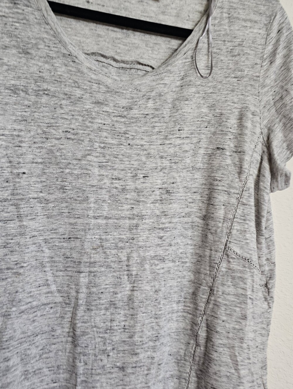 Lucy & Laurel Gray 100% Linen Knit Short Sleeve Scoop Neck T-Shirt Size XL - Picture 2 of 6